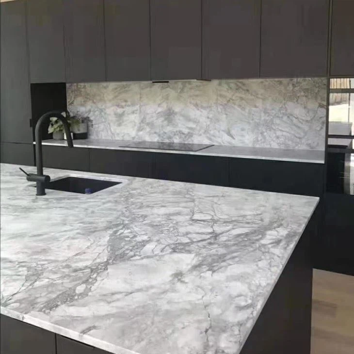 Super White Quartzite Kitchen Countertop (6) Super White Quartzite Kitchen Countertop (6)